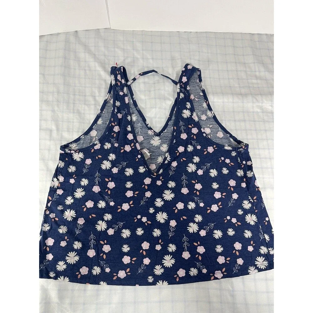 Target Stars Above Floral Pajama Tank Top Navy Blue Daisy Print Size L Large - Picture 8 of 8